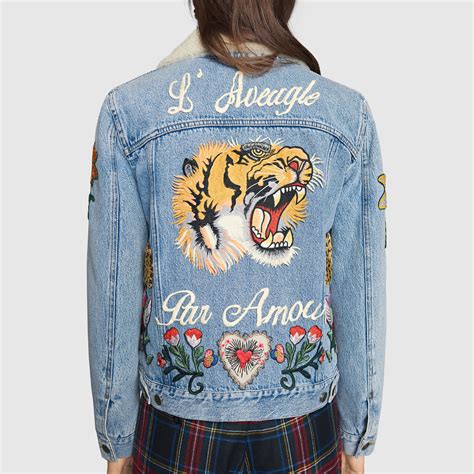 gucci embroidered denim jacket dupe